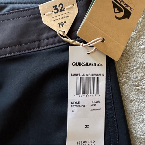 Quicksilver Men’s Boardshorts Surf Silk New Wave 19 Black & Blue - 32 Waist - Picture 8 of 9